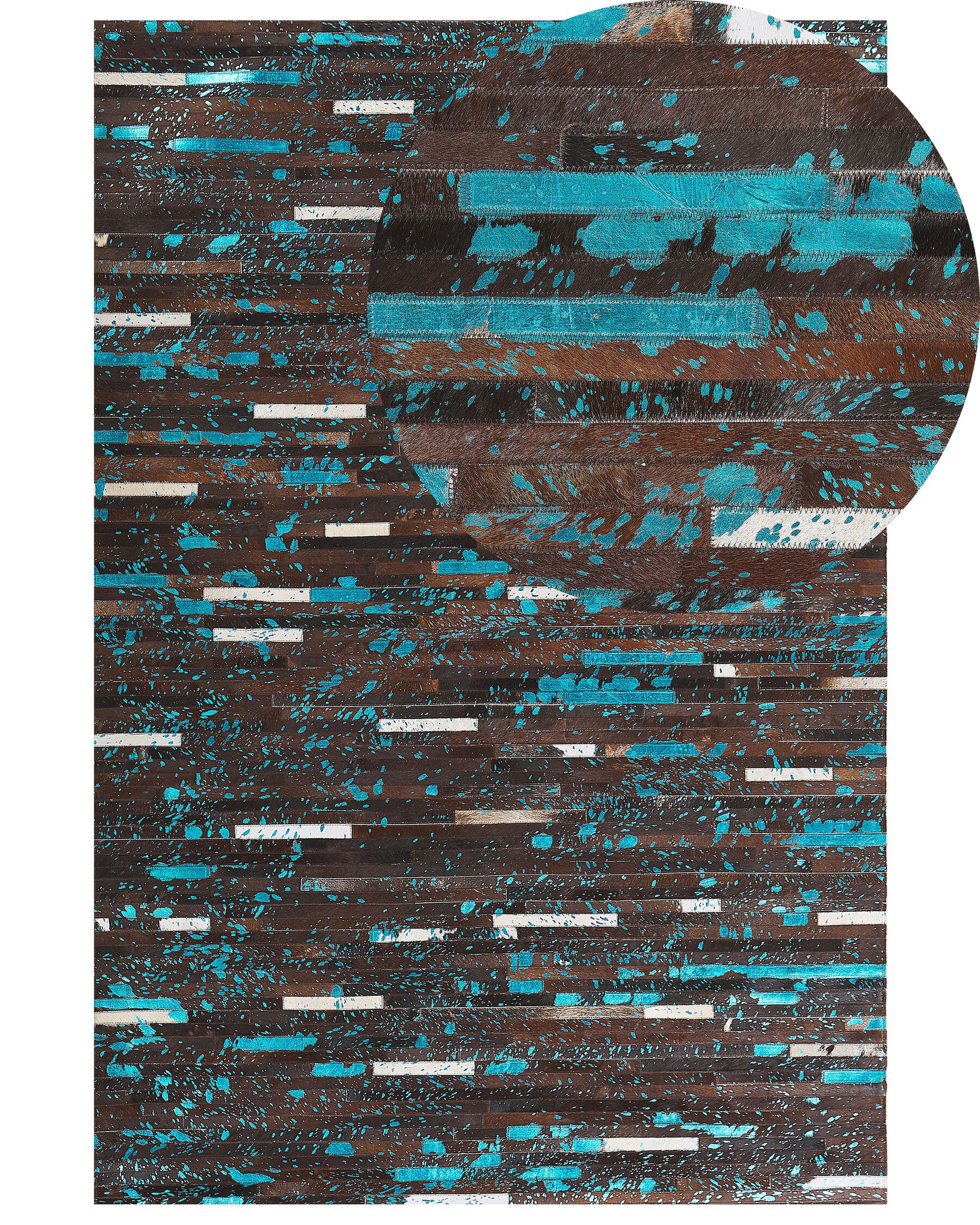 Cowhide Area Rug 140 x 200 cm Brown and Blue KISIR_764714