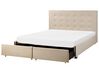 Fabric EU King Size Bed with Storage Beige LA ROCHELLE_832931