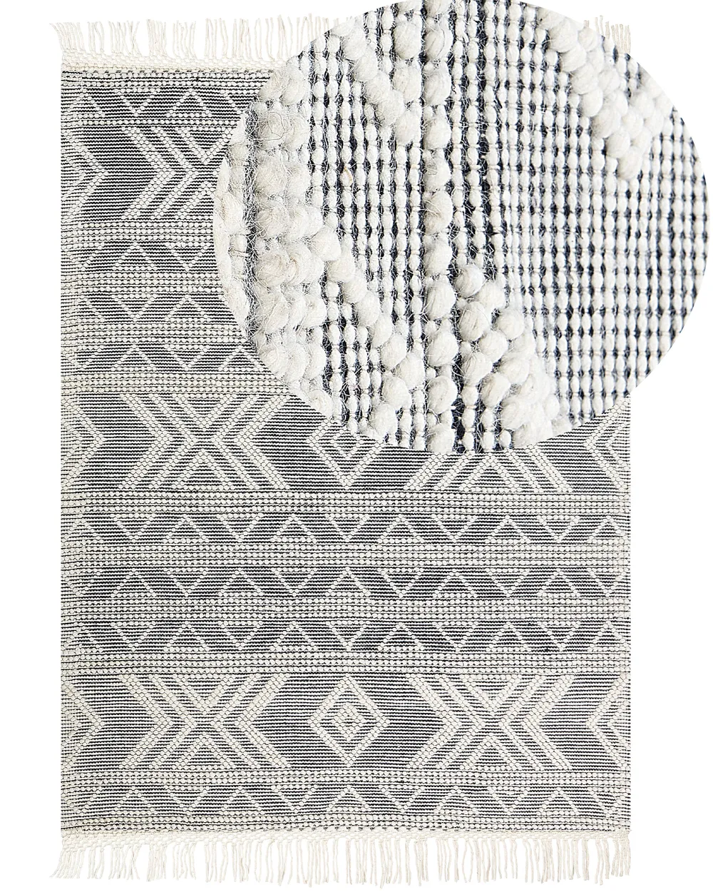 Dywan PAZAR Czarny/ biały 160 x 230 cm Wełna