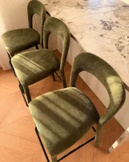 Lot de 2 chaises de bar LAKEVILLE Tissu chenille Vert_1177467