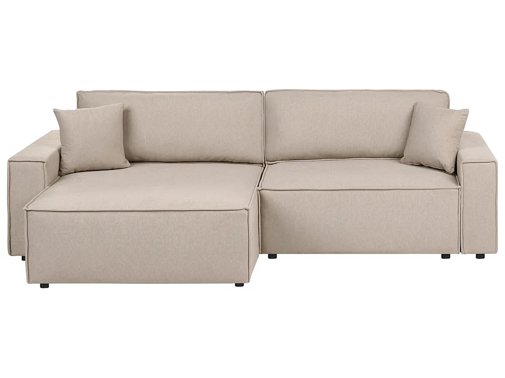 Corner Sofa Bed TORSANG Reversible Fabric Beige_1198766