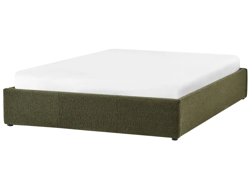 Ottoman Bed without Headboard DINAN Boucle Dark Green 140 x 200 cm (EU Double)_992121