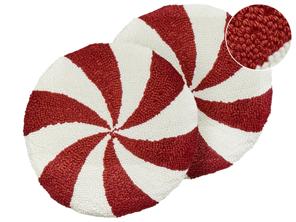Zestaw 2 poduszek dekoracyjnych SWIRL CANDY Boucle 40 x 40 cm Czerwony