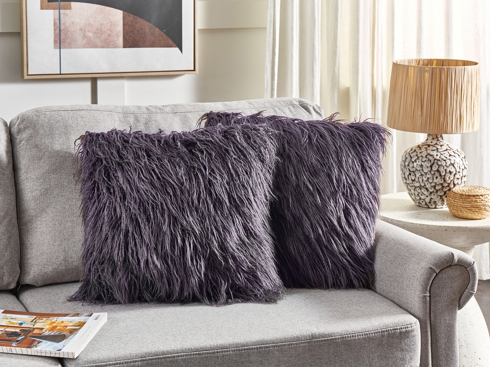 Dark grey fur pillow cheap