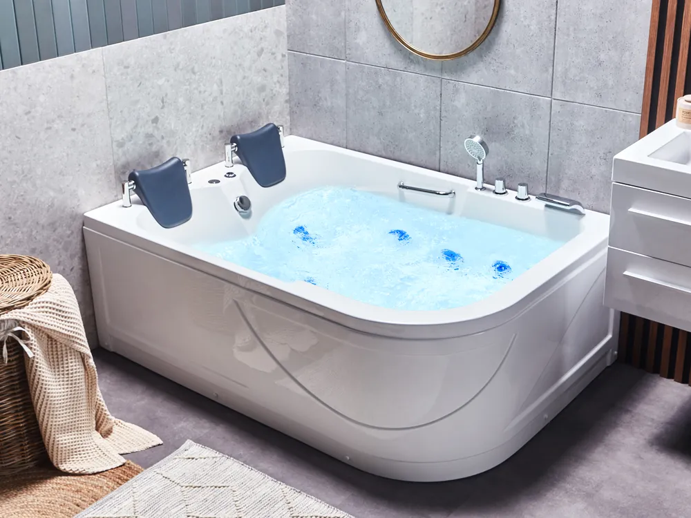 Corner Hot Tub with LED BAYAMO 1700 x 1200 mm White Right Hand