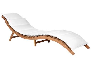 Wooden Sun Lounger with Cushion White LUINO