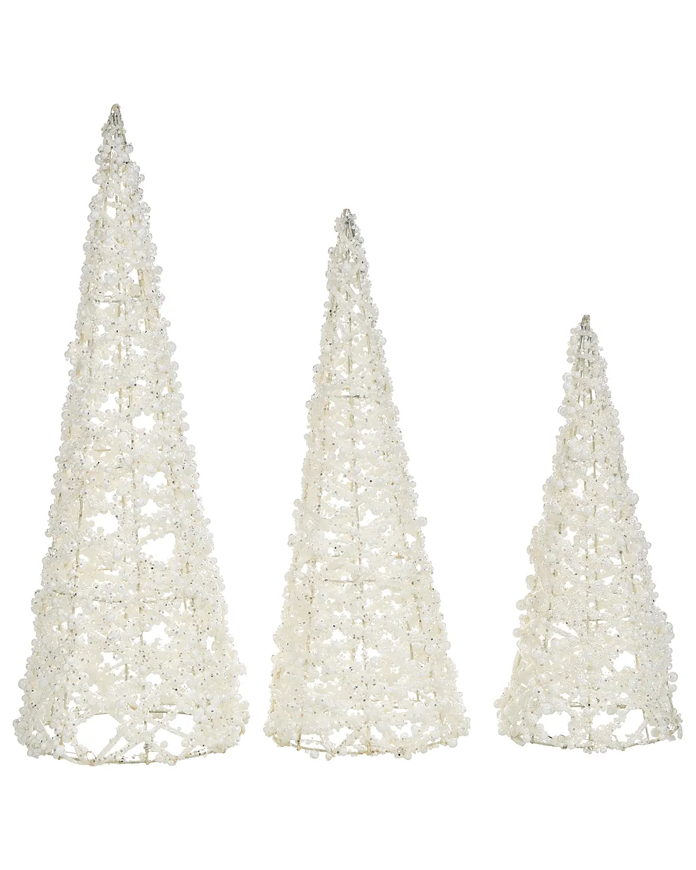 Conjunto de 3 figuras ROSAN 40/50/60 cm Árbol de Navidad Blanco