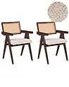 Set of 2 Dining Chairs AVA Wood Dark Brown/ Light Beige
