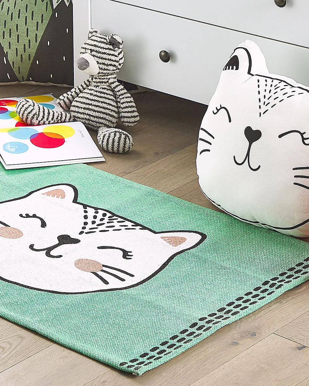 Tapis enfant HOWRAH Vert clair 60 x 90 cm Coton_1179694