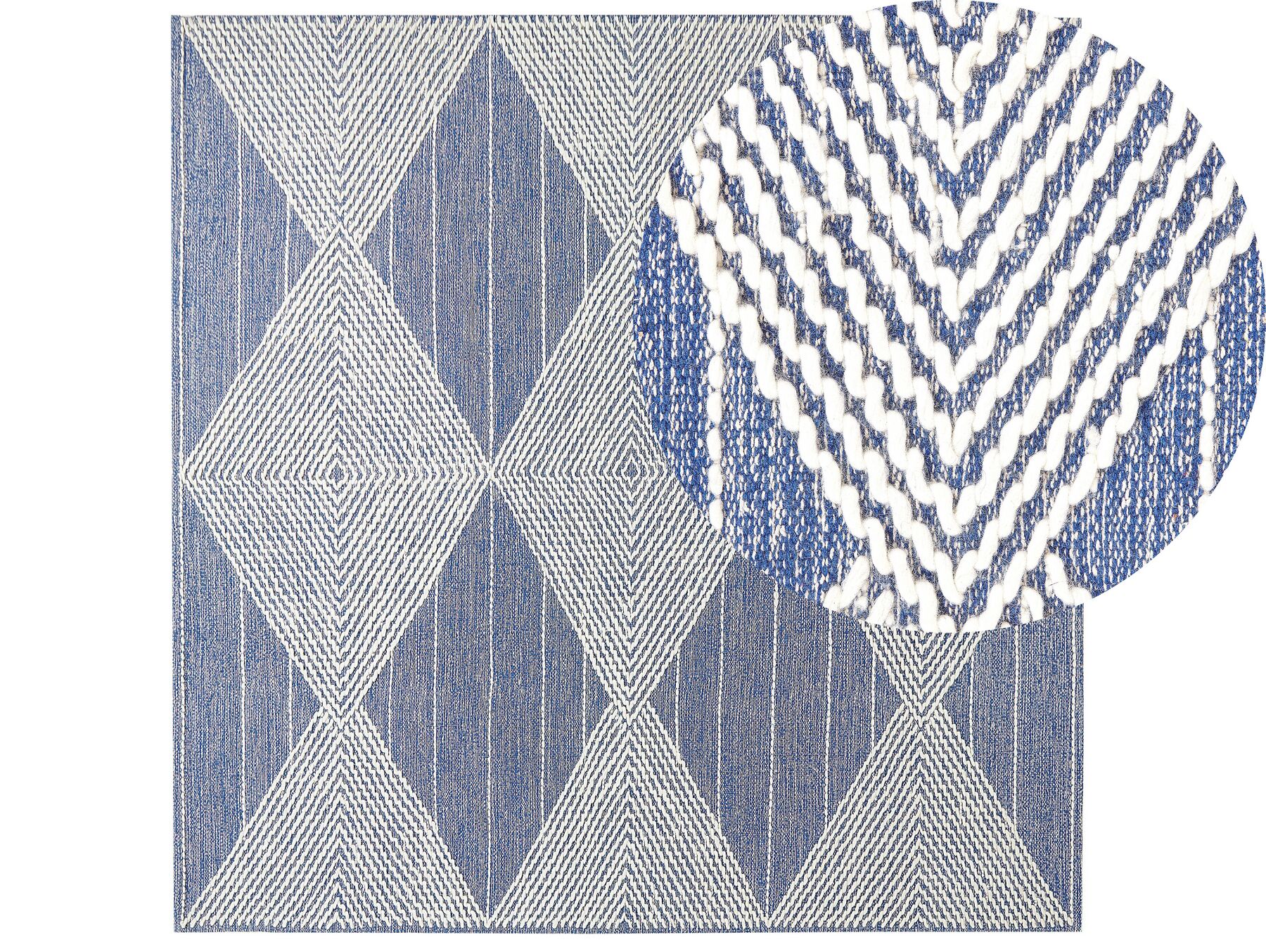 Vlnený koberec 200 x 200 cm svetlobéžová/modrá DATCA_831014