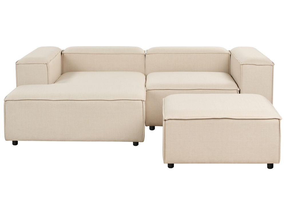 Modular Corner Sofa 2 Seater ARDAL with Ottoman Fabric Beige Right Hand