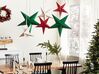 Set of 2 LED Hanging Velvet Paper Stars 45 cm Red MOTTI_835427