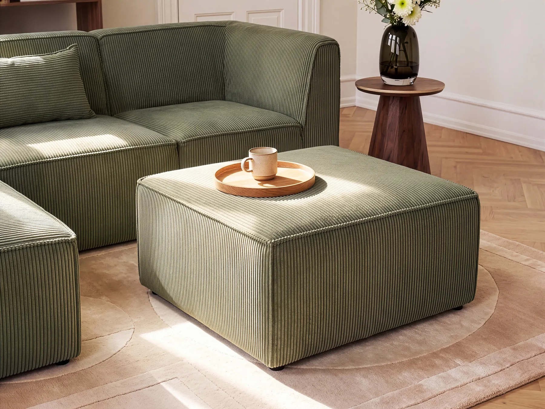 Ottoman LEMVIG Corduroy Green_869454