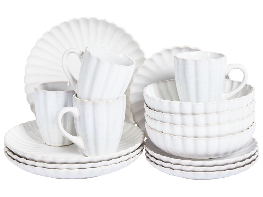 Set de 16 couverts de table NETTLE Grès Blanc cassé