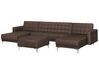 5 Seater U-Shaped Modular Fabric Sofa with Ottoman Brown ABERDEEN_736590