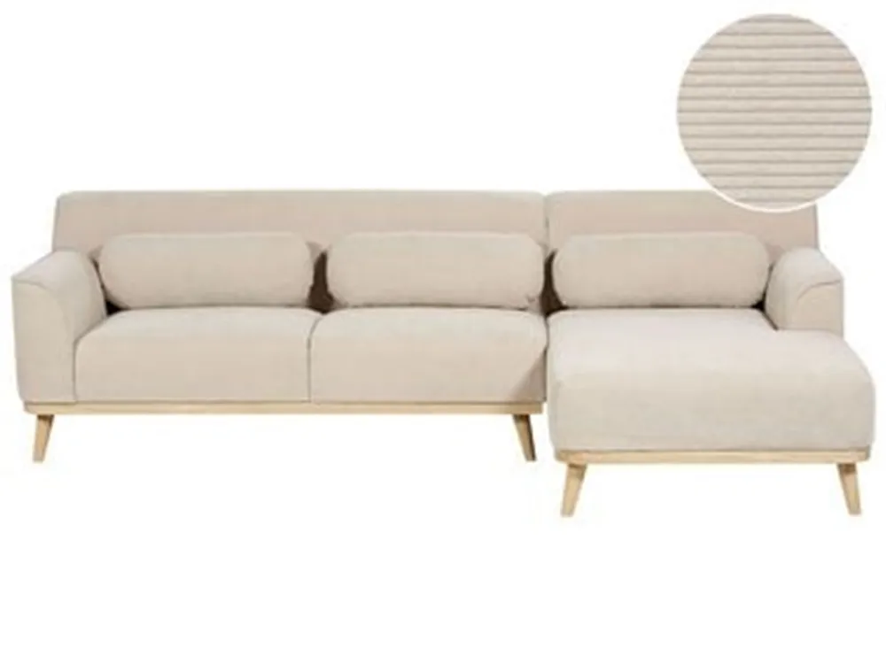 Corner Sofa SIMOS Corduroy Light Beige Left Hand_1183757