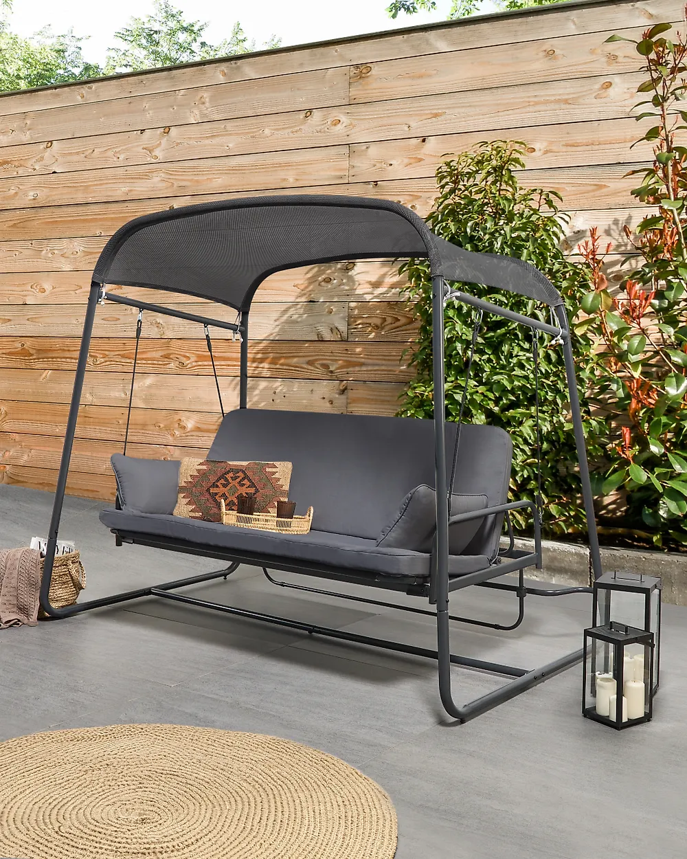 Balancelle de jardin MARSCIANO Métal Gris foncé