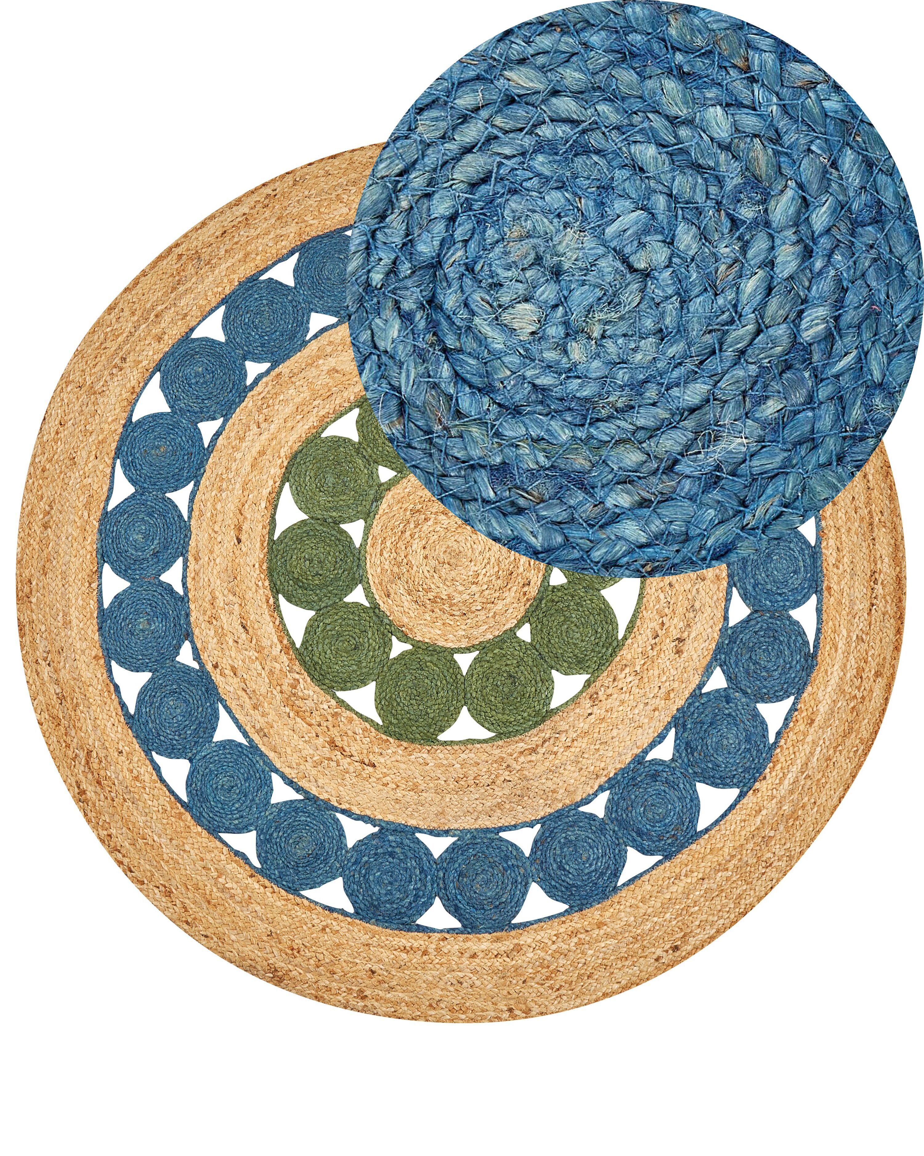 Tapis Rond en Jute "Napoli" 120cm Bleu