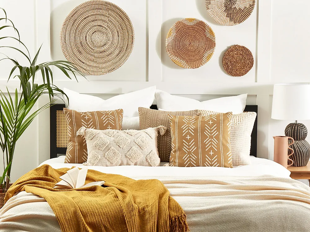 Set di 2 cuscini BANYAN 45 x 45 cm Cotone Beige Trama geometrica_1179859