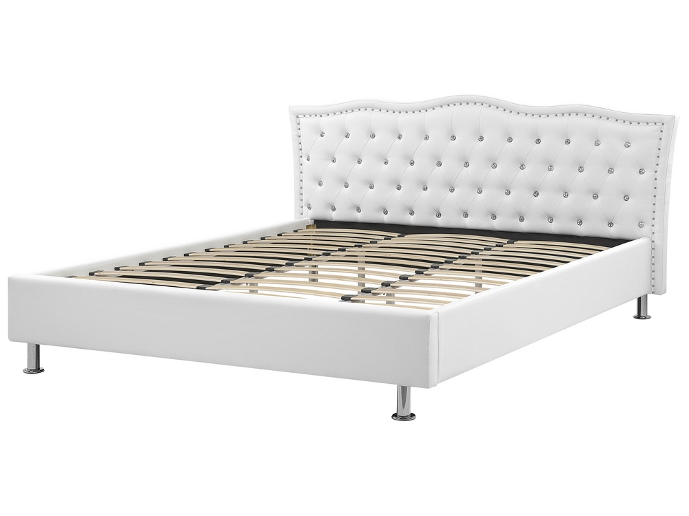 Upholstered king bed white discount