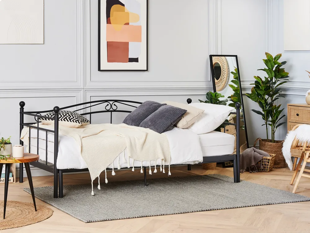Trundle Bed Metal TULLE 90 x 200 cm (EU Single) Black