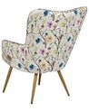 Sedia wingback e poggiapiedi con motivo floreale color crema VEJLE II_774018