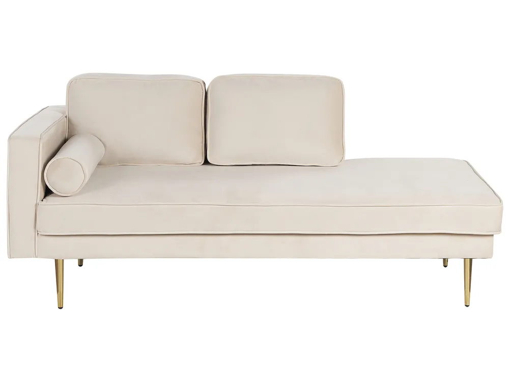 Left-Hand Chaise Longue MIRAMAS Velvet Beige