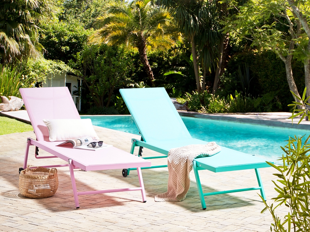 Aluminium Reclining Sun Lounger Pink PORTOFINO Beliani