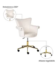 Sedia da scrivania VELENCIA Velluto Bianco sporco_1065160