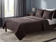 Tagesdecke mit Kissen RAYEN 140 x 210 cm Braun_1079620