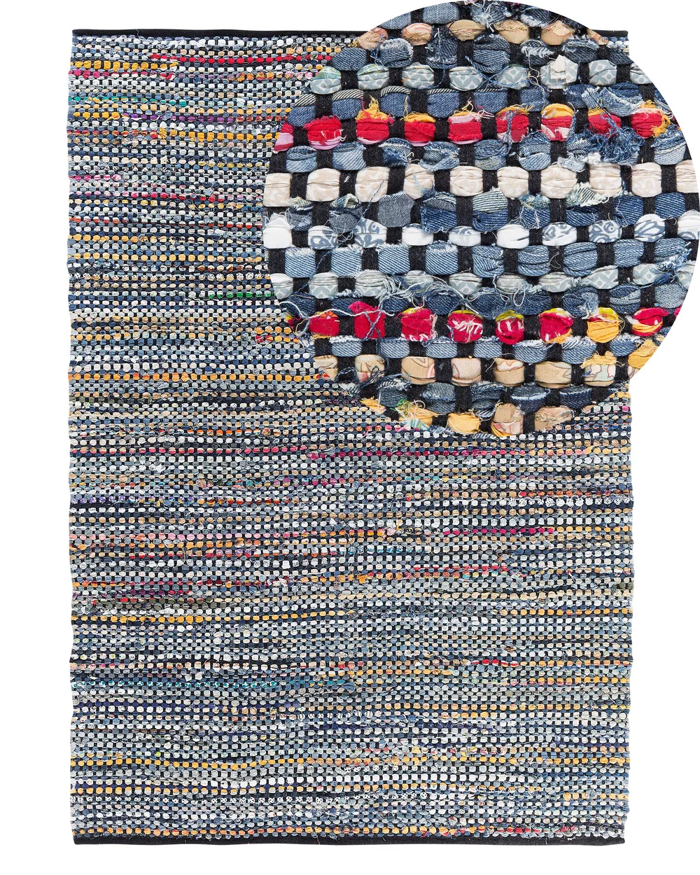 Rug NIZIP Multicolour 140 x 200 cm Cotton | Beliani.co.uk