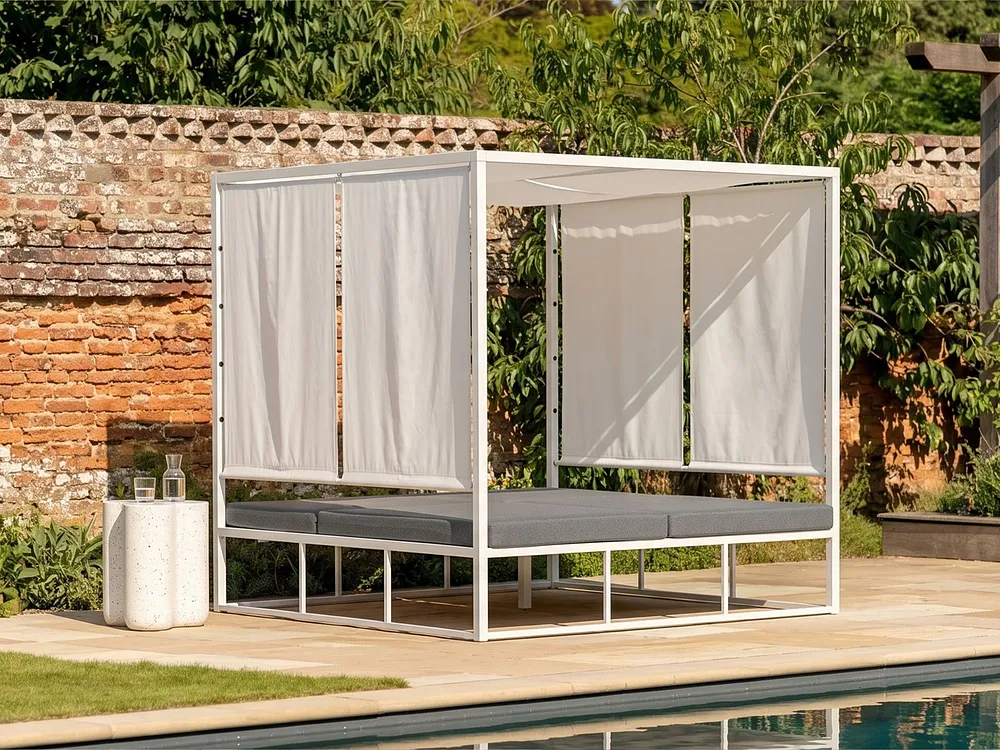 Garden Daybed PALLANZA Metal White_1155108