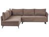 Corner Sofa Bed 3 Seater KOGE with Storage Fabric Brown Right Hand