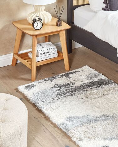 Shaggy Area Rug 80 x 150 cm White and Grey GORIS 