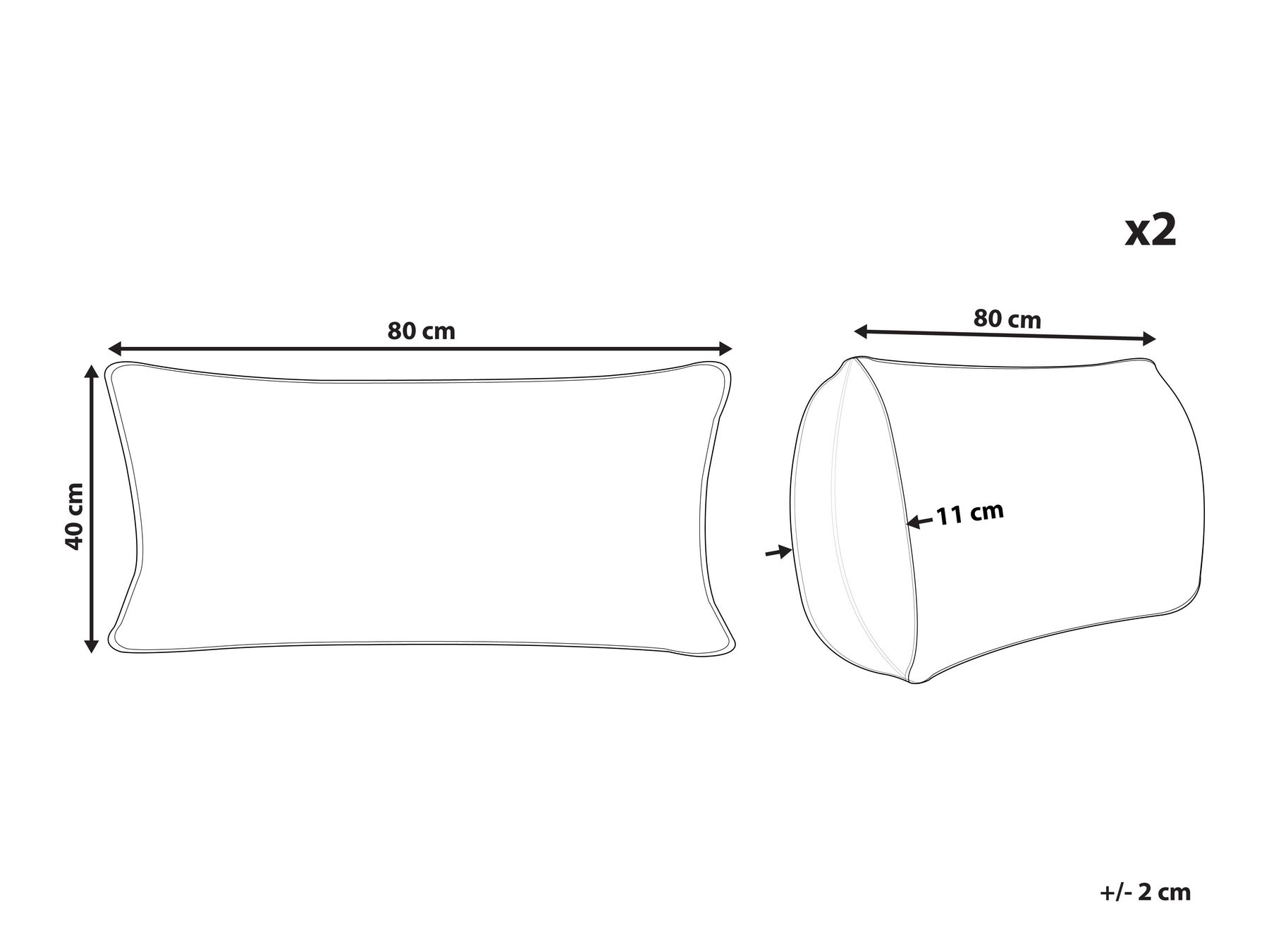 Set of 2 Duck Feathers and Down Bed High Profile Pillows 40 x 80 cm FELDBERG_811423 Set of 2 Duck Feathers and Down Bed High Profile Pillows 40 x 80 cm FELDBERG_811423