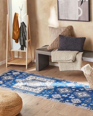 Runner Rug 80 x 240 cm Blue and Beige PARVAKADLI