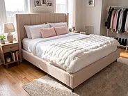 Lit avec sommier Bouclé VILLETTE 140 x 200 cm Beige_1153758