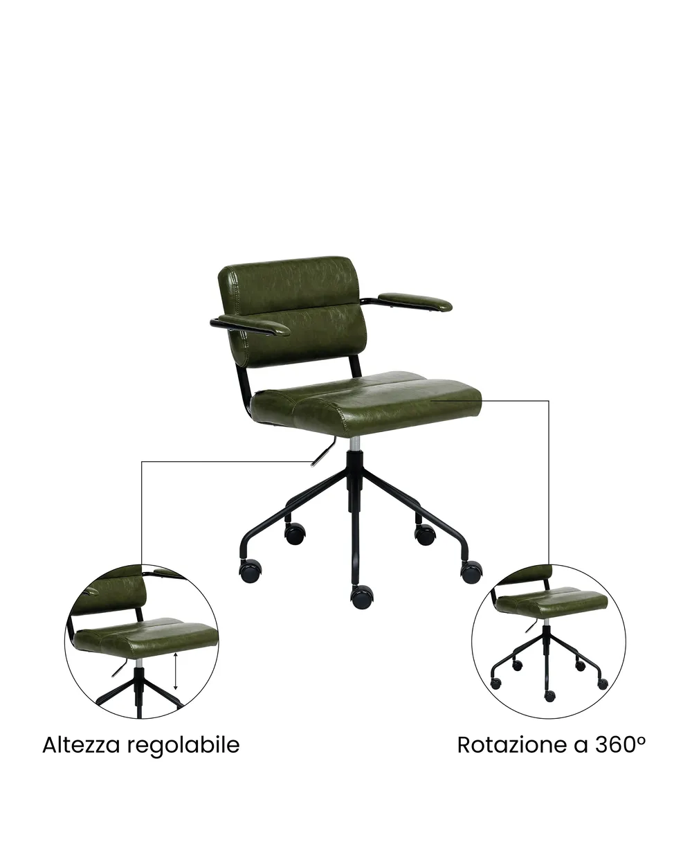 Sedia da scrivania CANDOR Pelle sintetica Verde scuro_1071317
