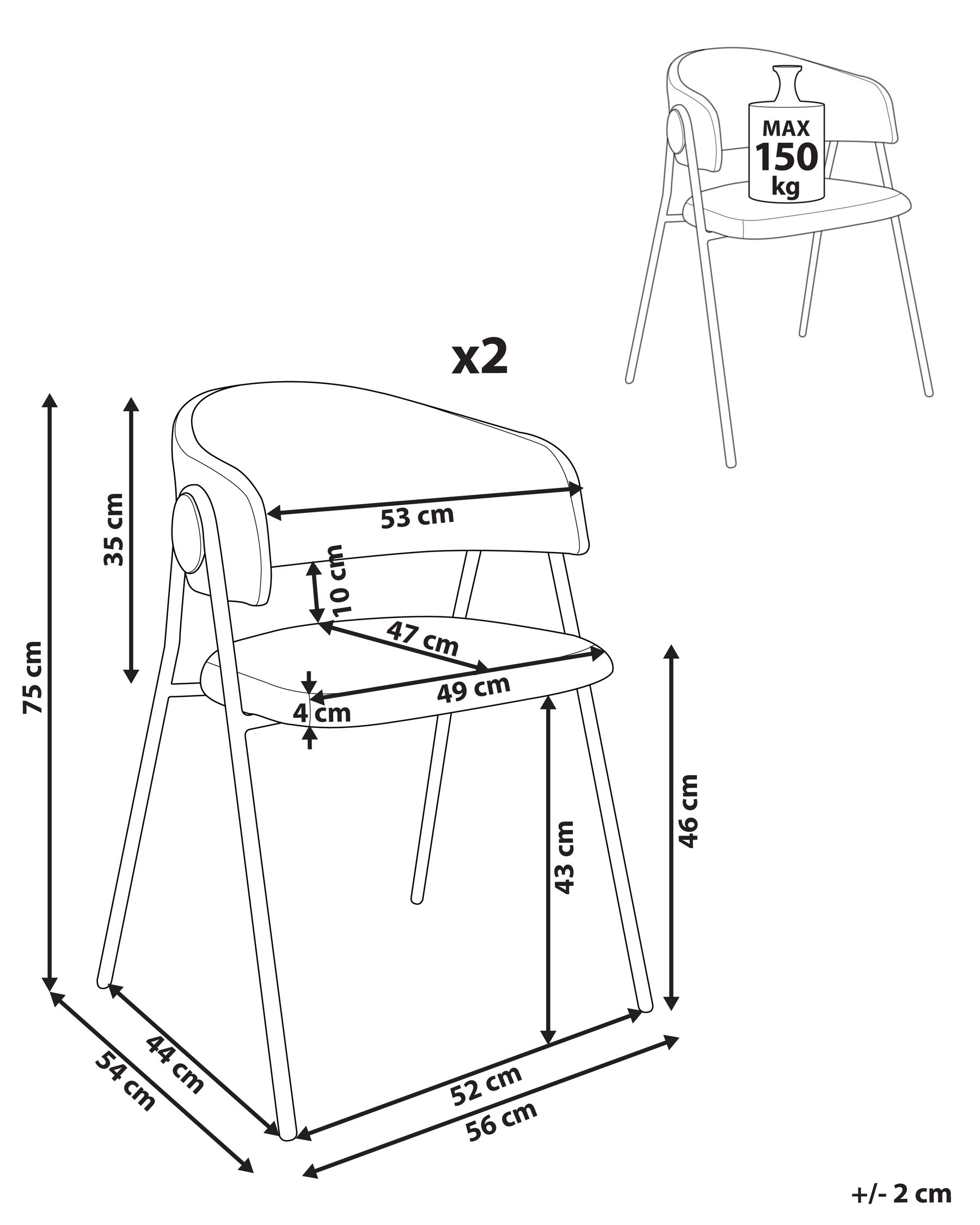 chairus Set di 2 sedie da pranzo moderne chairus, sedie da cucina