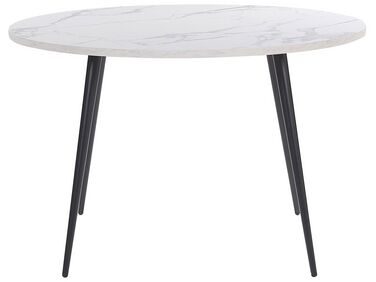 Kulatý jídelní stůl ⌀ 120 cm bílý mramorový efekt s černým ODEON