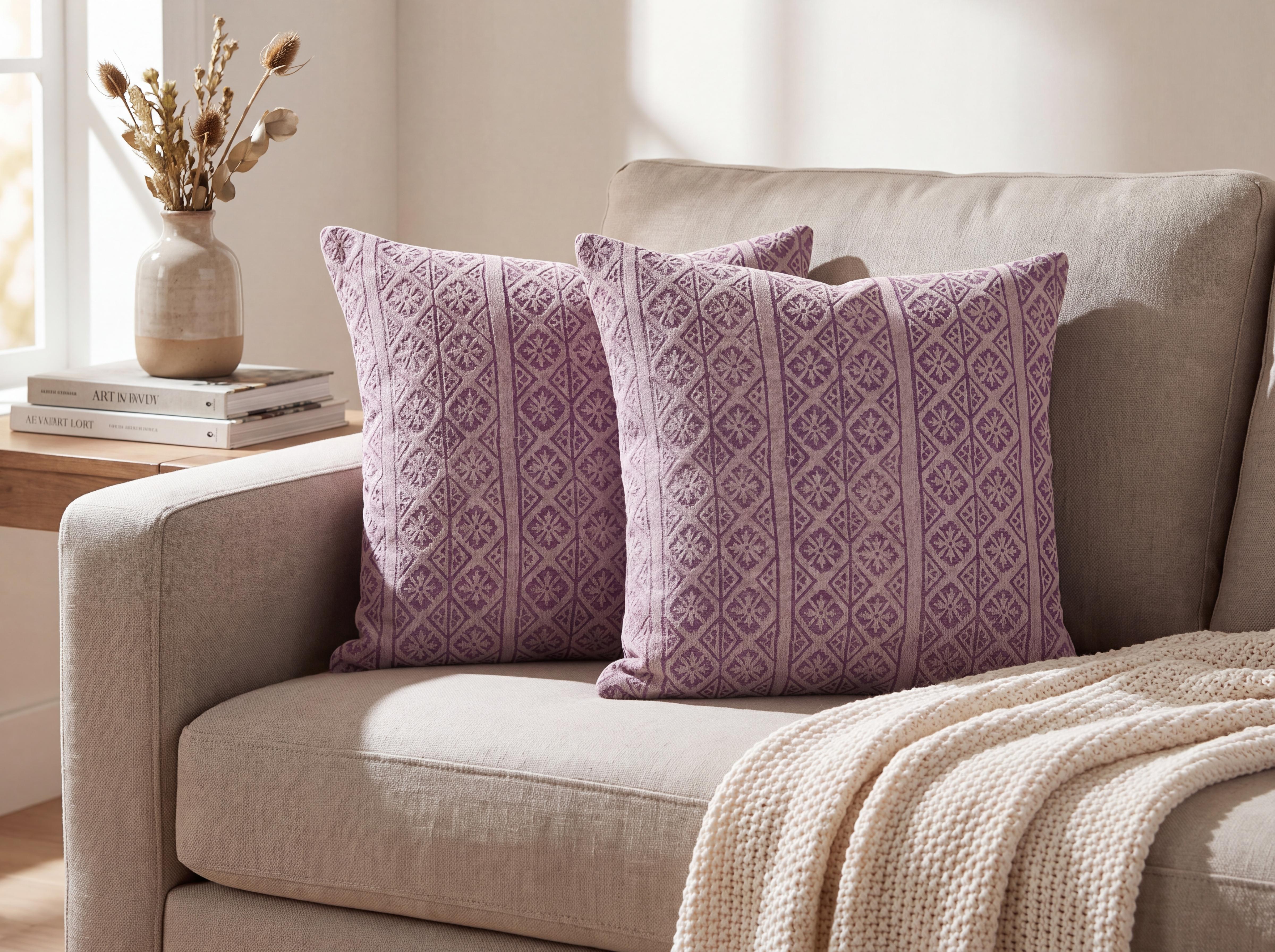 Set of 2 Decorative Cushions SILYBUM 45 x 45 cm Velvet Pink Geometric Pattern
