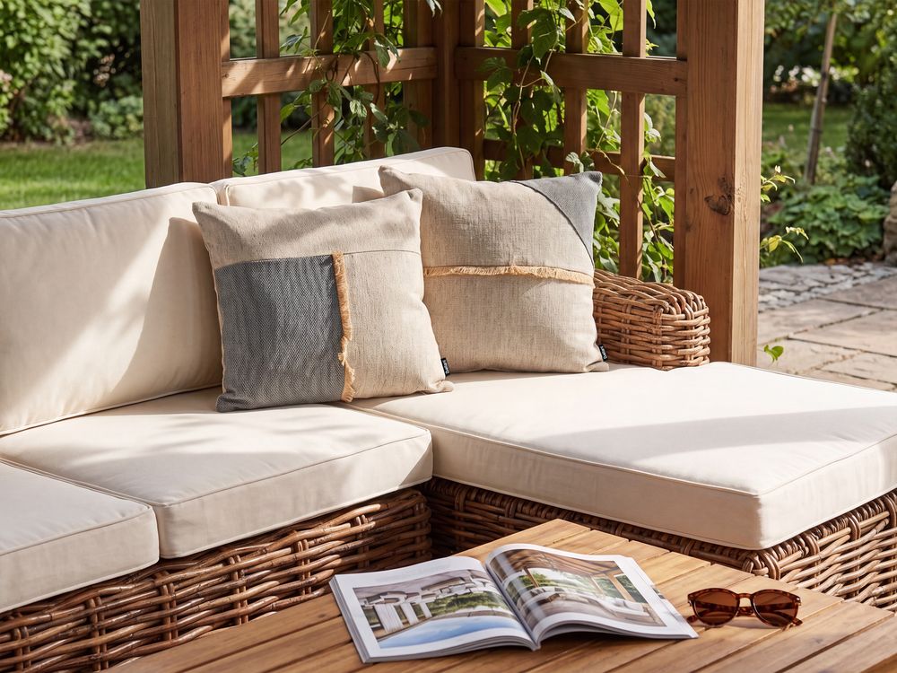 Set of 2 Outdoor Cushions CARYOTA Solid 45 x 45 cm Beige