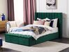 Zamatová vodná posteľ s úložným priestorom 140 x 200 cm zelená NOYERS_915254
