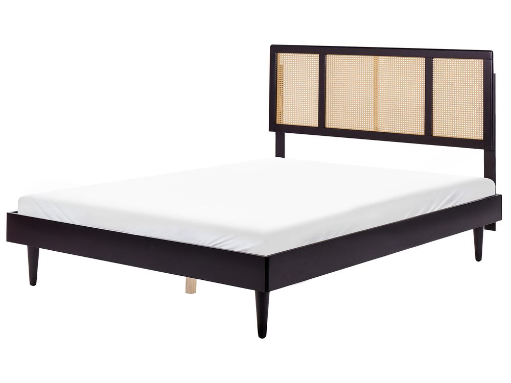 Pat cu lamele Ratan AURAY 160 x 200 cm Negru
