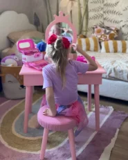 Kids Vanity Table with Stool MARGIE Pink_1022251