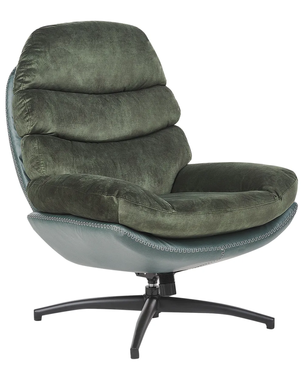 Swivel Armchair EIDE with Footstool Velvet Dark Green_923471