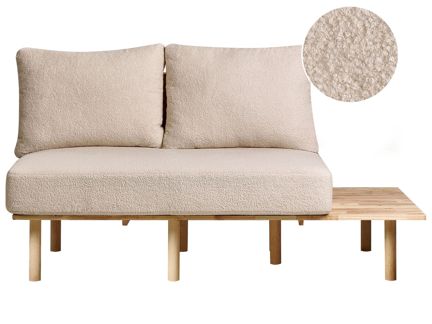 Sofá 2 plazas de bouclé beige con mesa SALO_932580