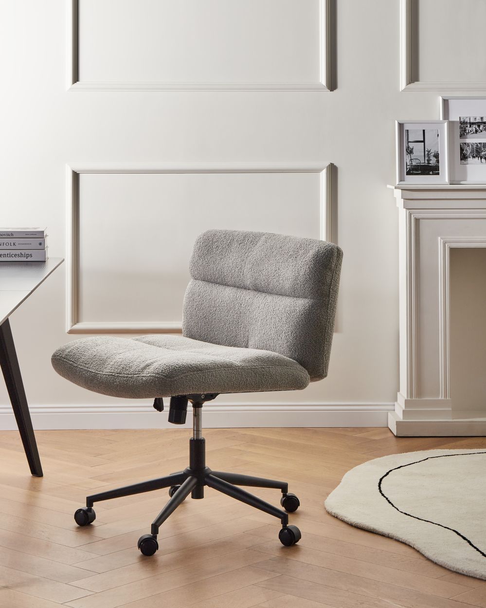 Sedia da scrivania CATLIN Bouclé Grigio chiaro