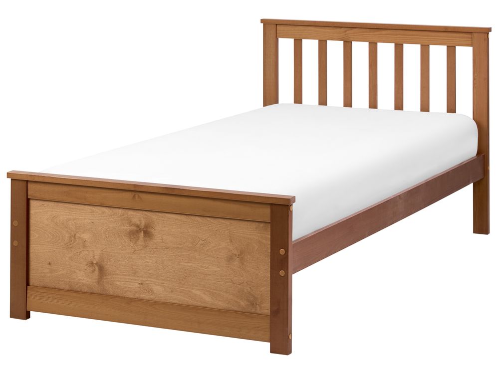 Bett mit Lattenrost Kiefernholz OLENDON 90 x 200 cm Braun