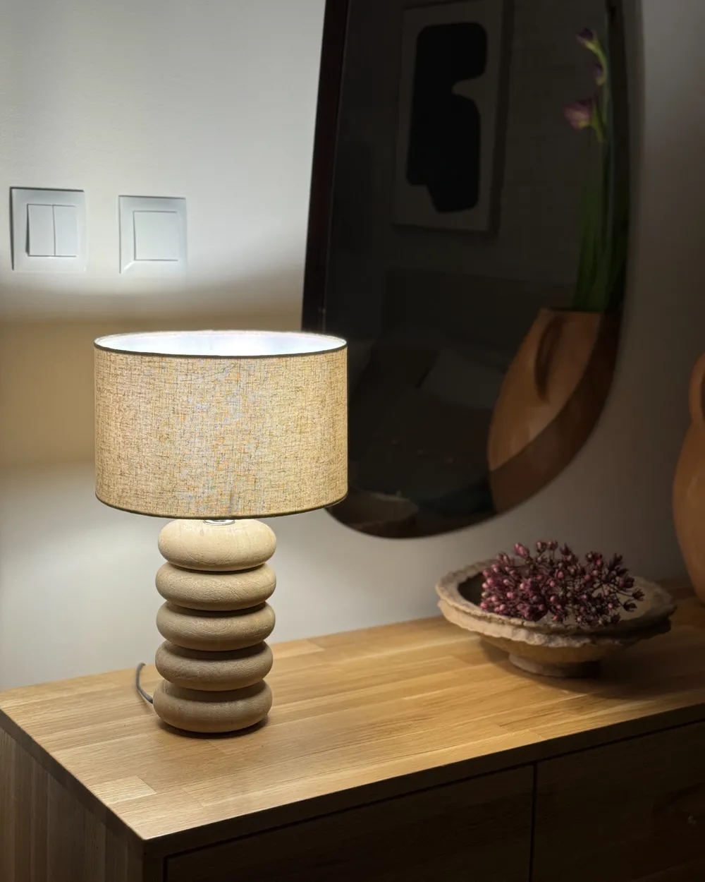 Table Lamp BETWA Mango Wood Light Brown_1005822